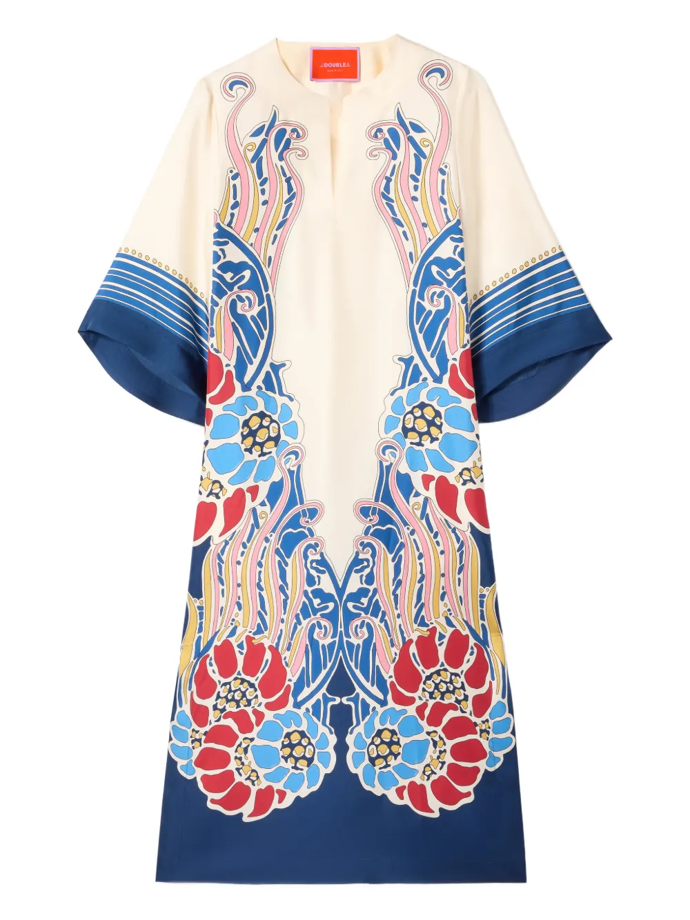 La Doublej The Kaftan Floral Midi Dress In Multi