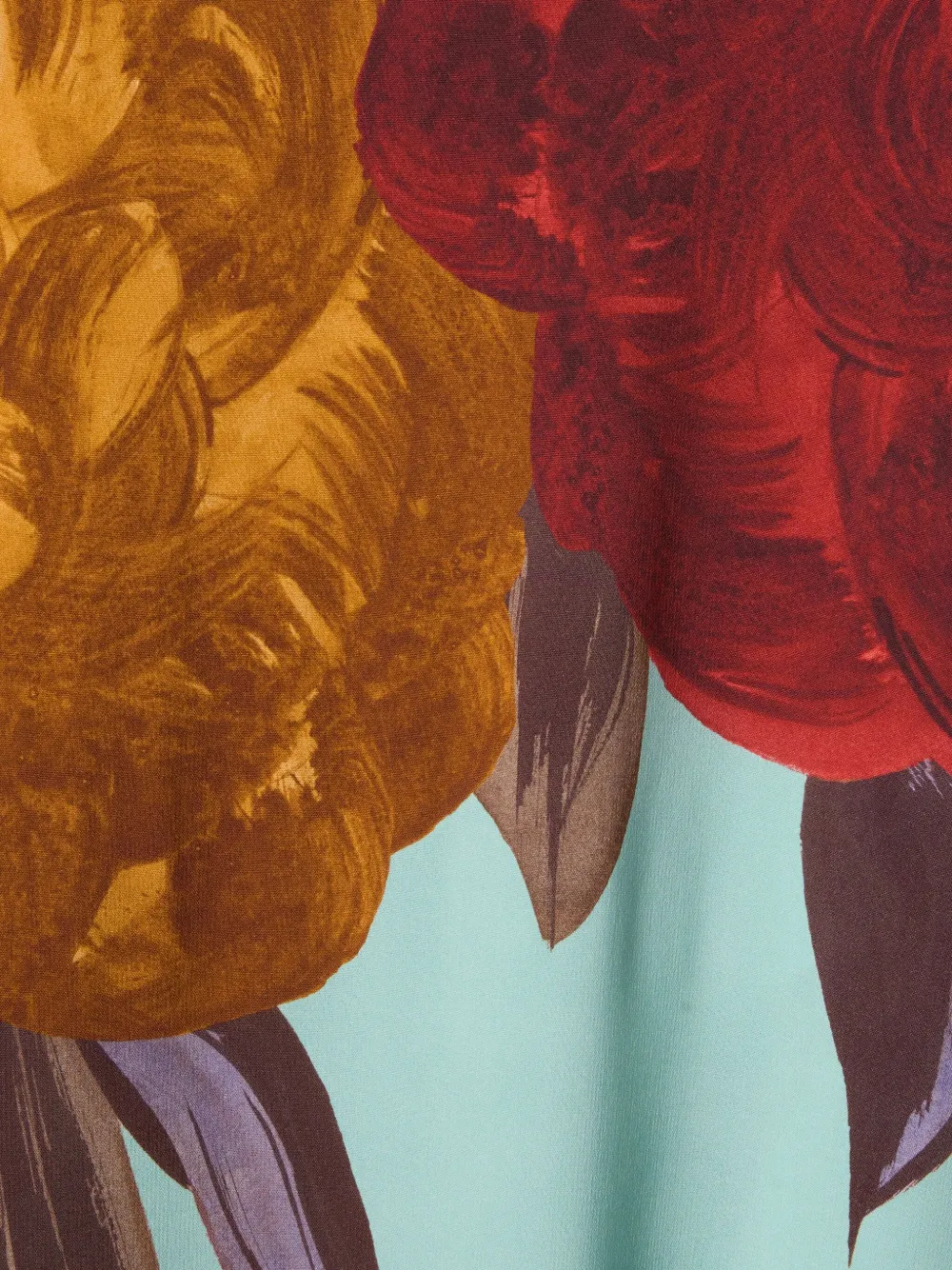 La Doublej Swing Lon-sleeve Floral Midi Dress In Blue