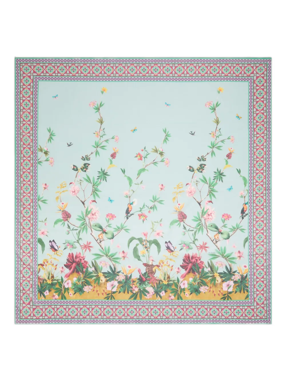 La Doublej Floral-print Border Pareo In Blue