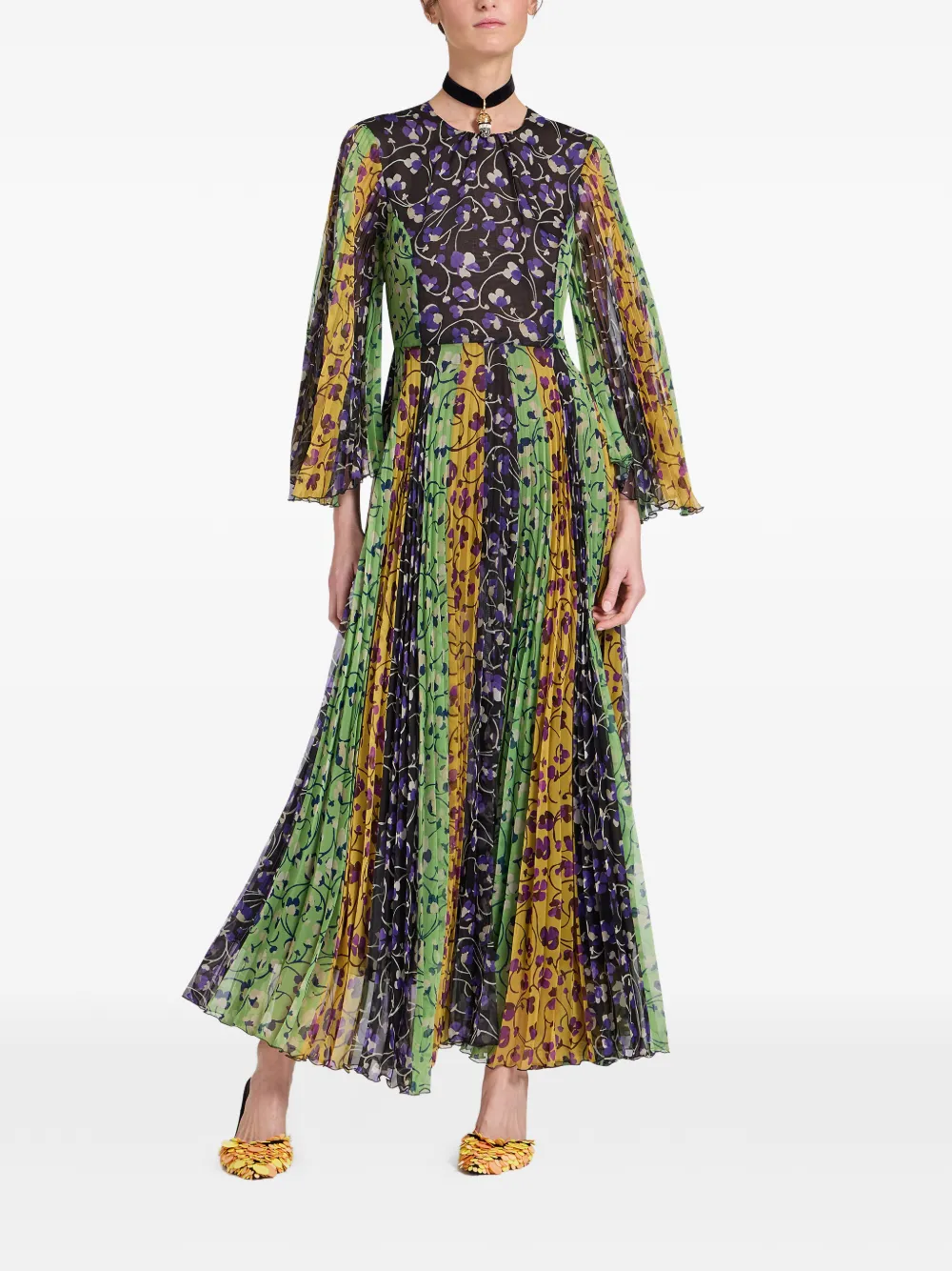 La DoubleJ Angel geplooide maxi-jurk met bloemenprint Groen