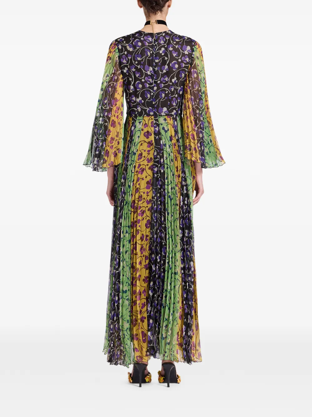 La DoubleJ Angel geplooide maxi-jurk met bloemenprint Groen
