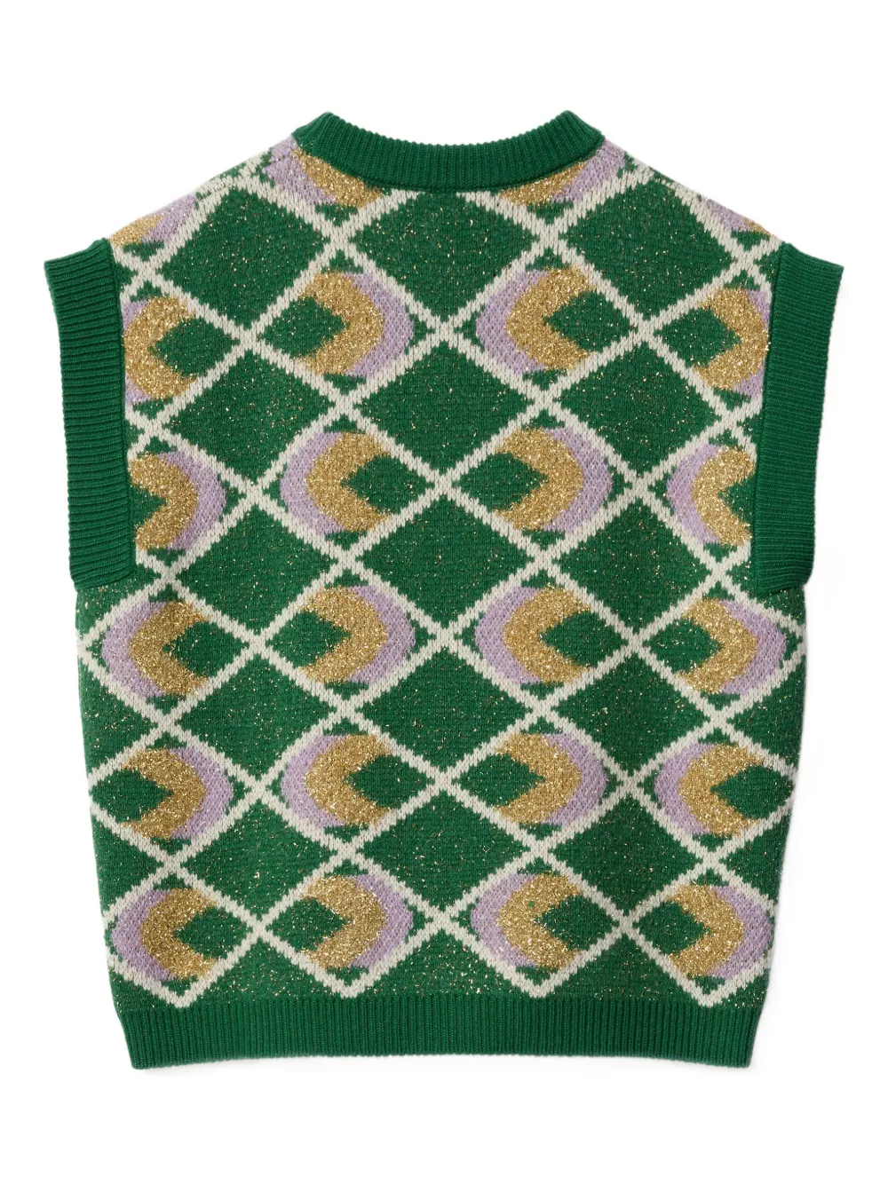 La Doublej Half-light Argyle Top In Green