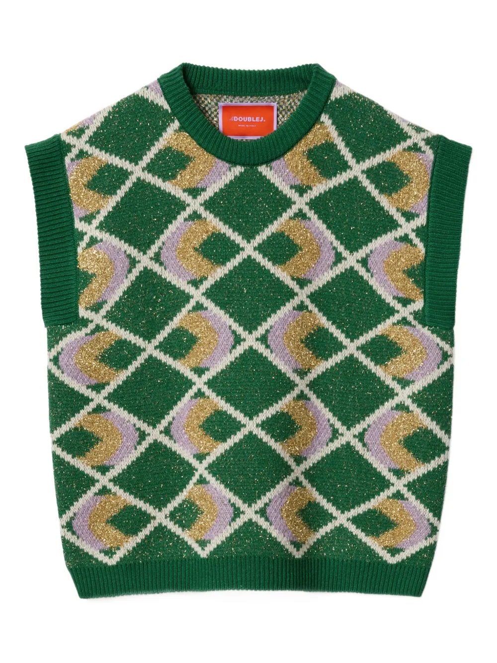 La Doublej Half-light Argyle Top In Green