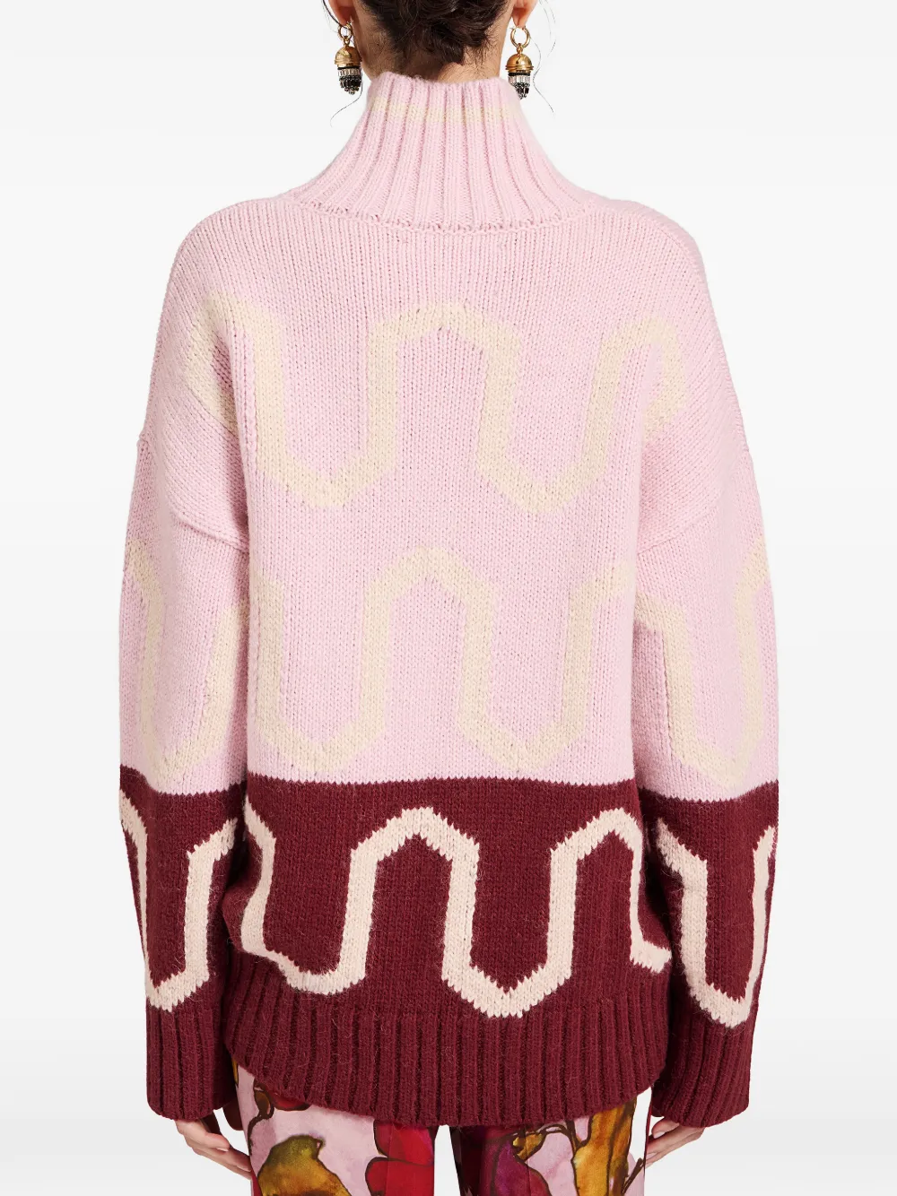  La Doublej Patterned Turtleneck Sweater - Pink 