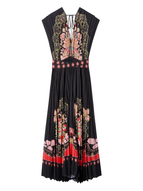 La DoubleJ Accordion floral-print Maxi Dress | Black | FARFETCH