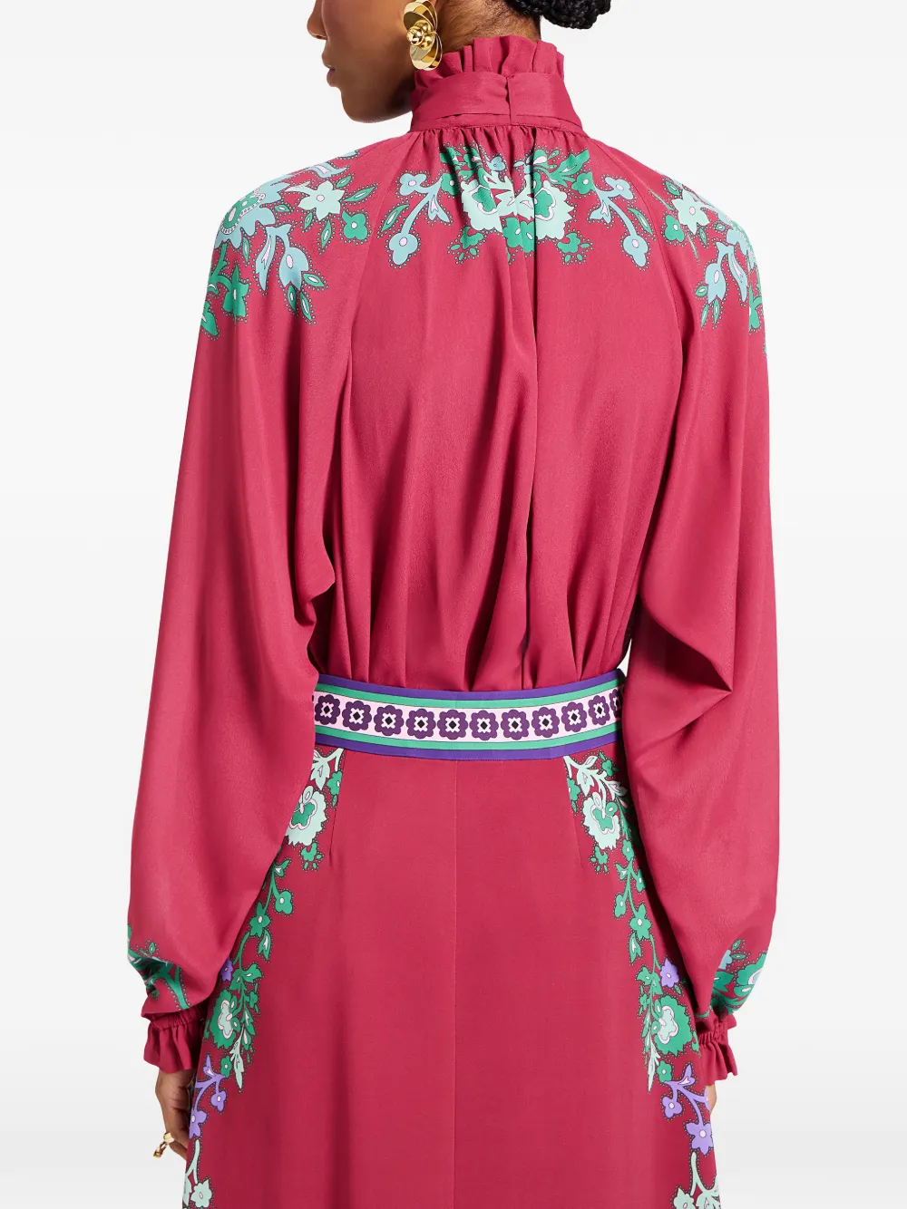 La DoubleJ Cerere blouse met bloemenprint en ruches Rood