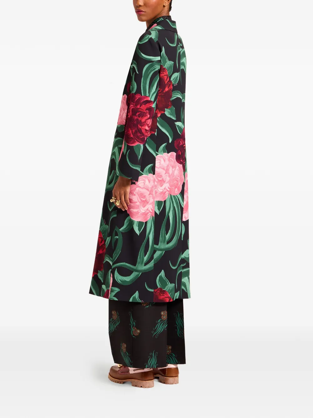 La Doublej Duster Floral Tassel Coat In Green