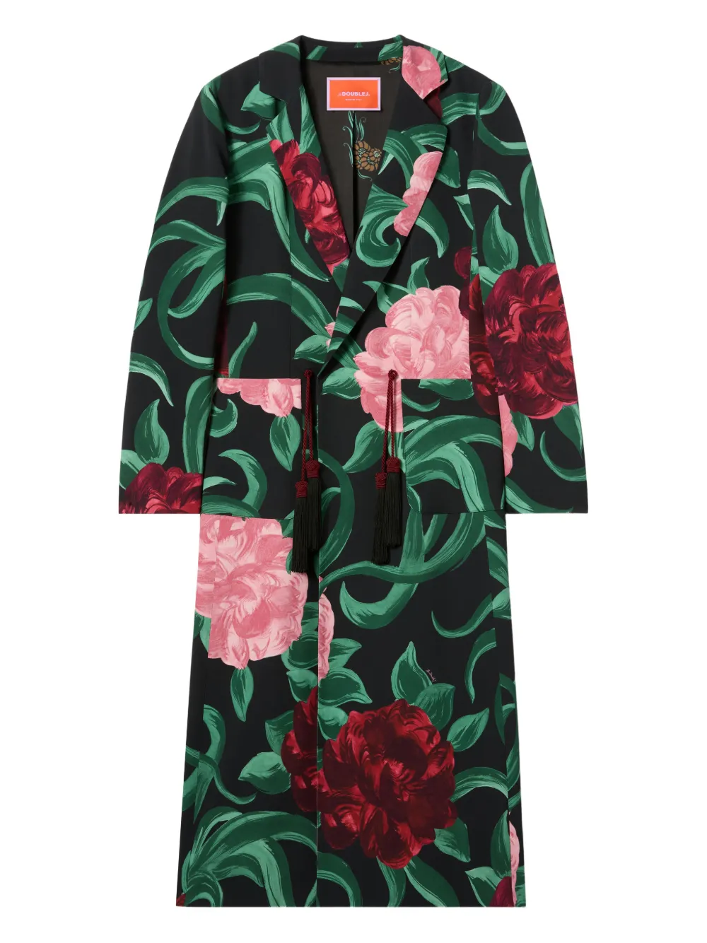 La Doublej Duster Floral Tassel Coat In Green