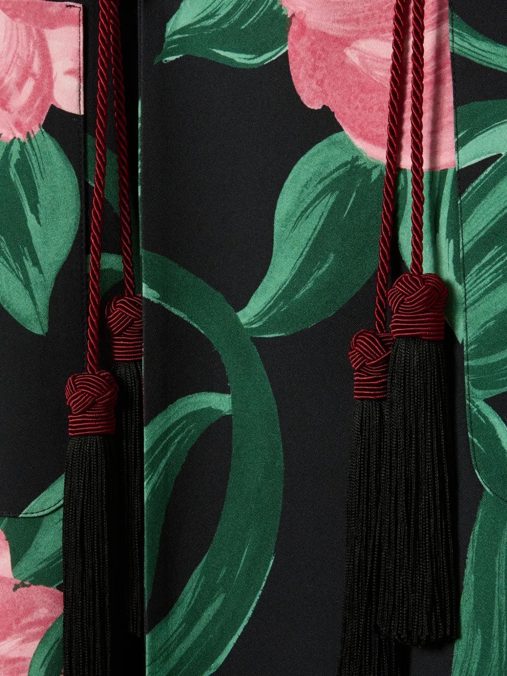 La Doublej Duster Floral Tassel Coat In Green