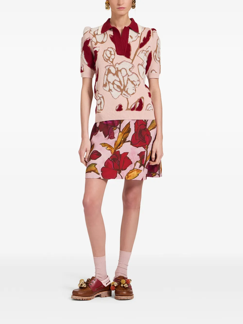 La DoubleJ Mini-rok met bloemenprint Roze