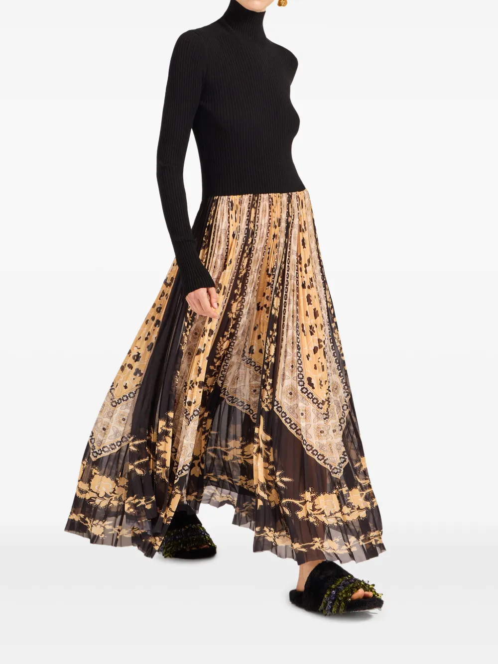 La Doublej Moondance Pleated Knit Maxi Dress In Black