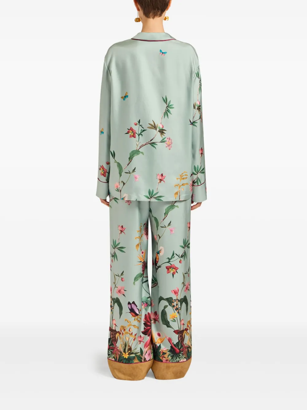 La Doublej Floral Pallazzo Pants In Green