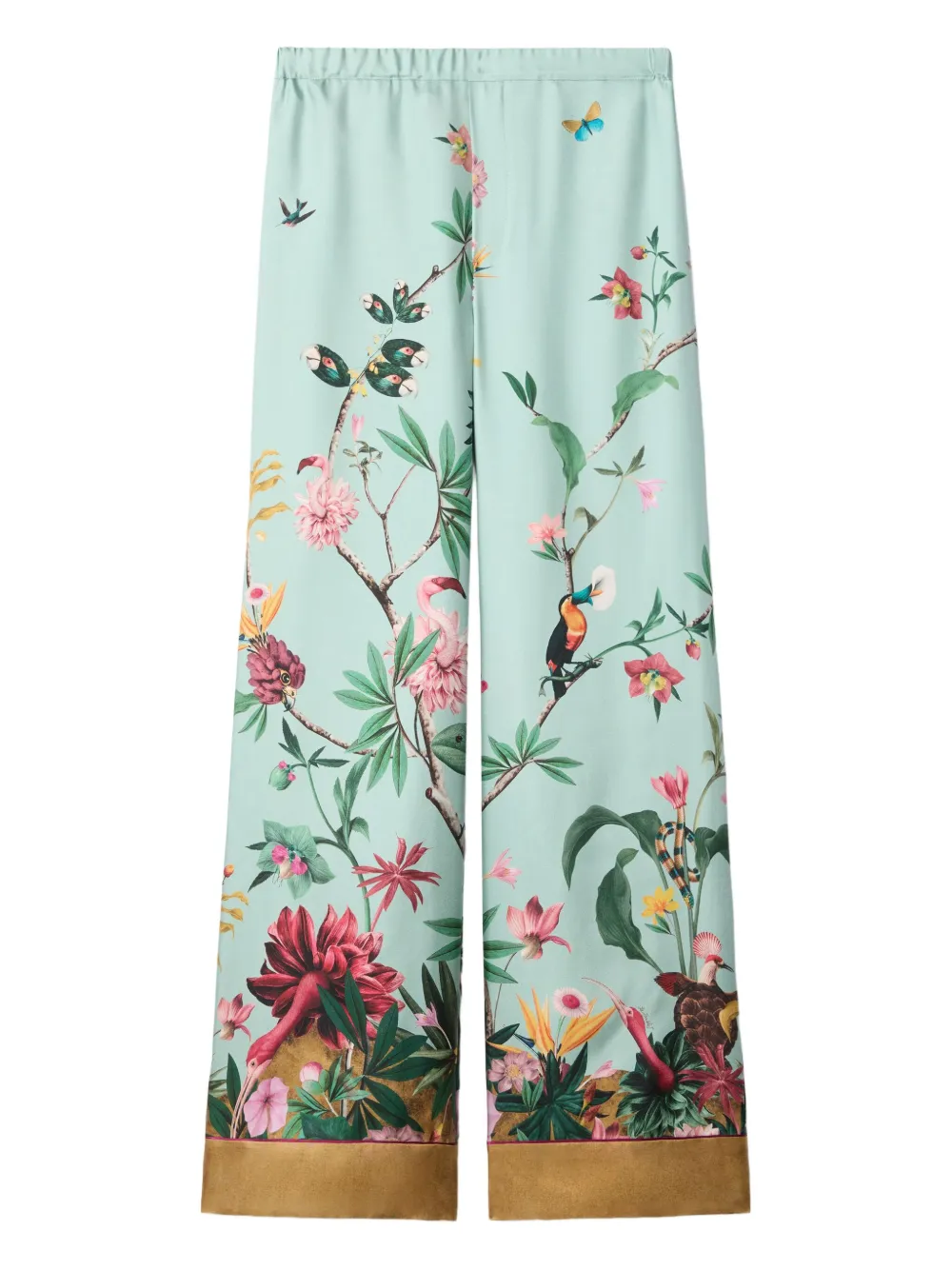 La Doublej Floral Pallazzo Pants In Green