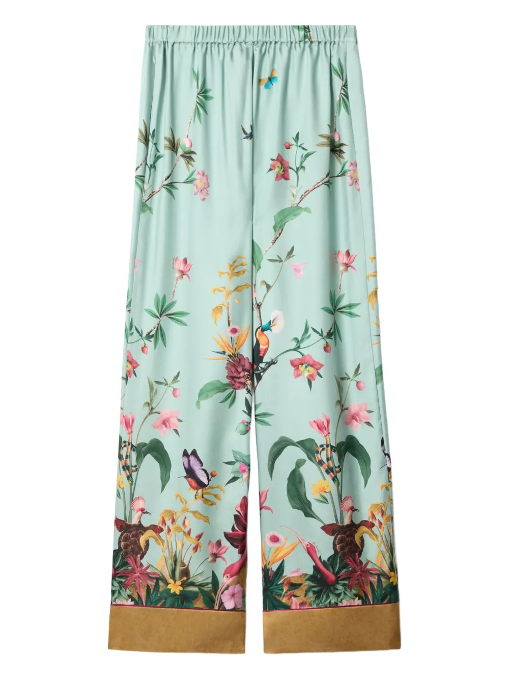 La Doublej Floral Pallazzo Pants In Green
