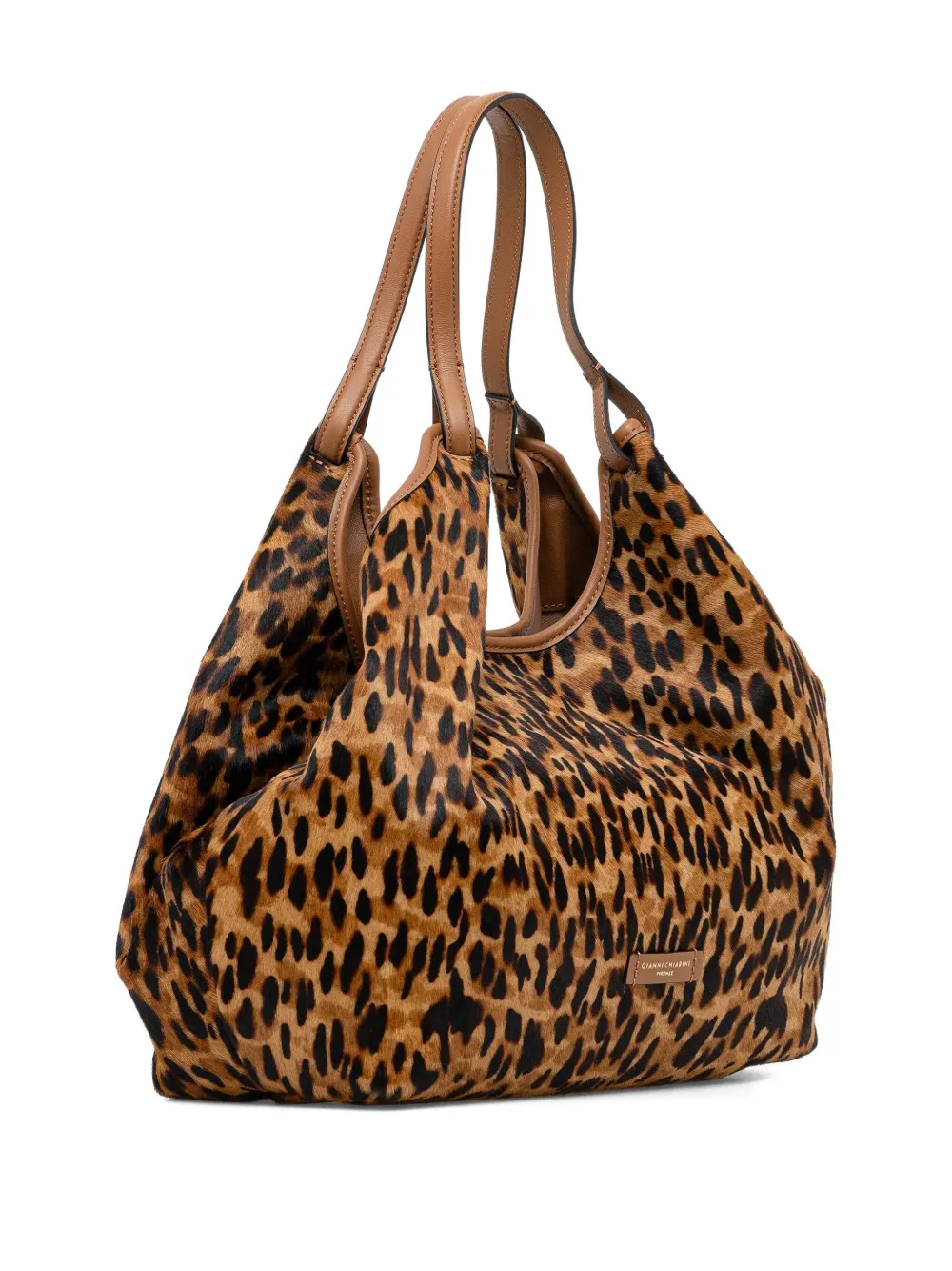 GIANNI CHIARINI Dua leopard-print tote bag - Bruin