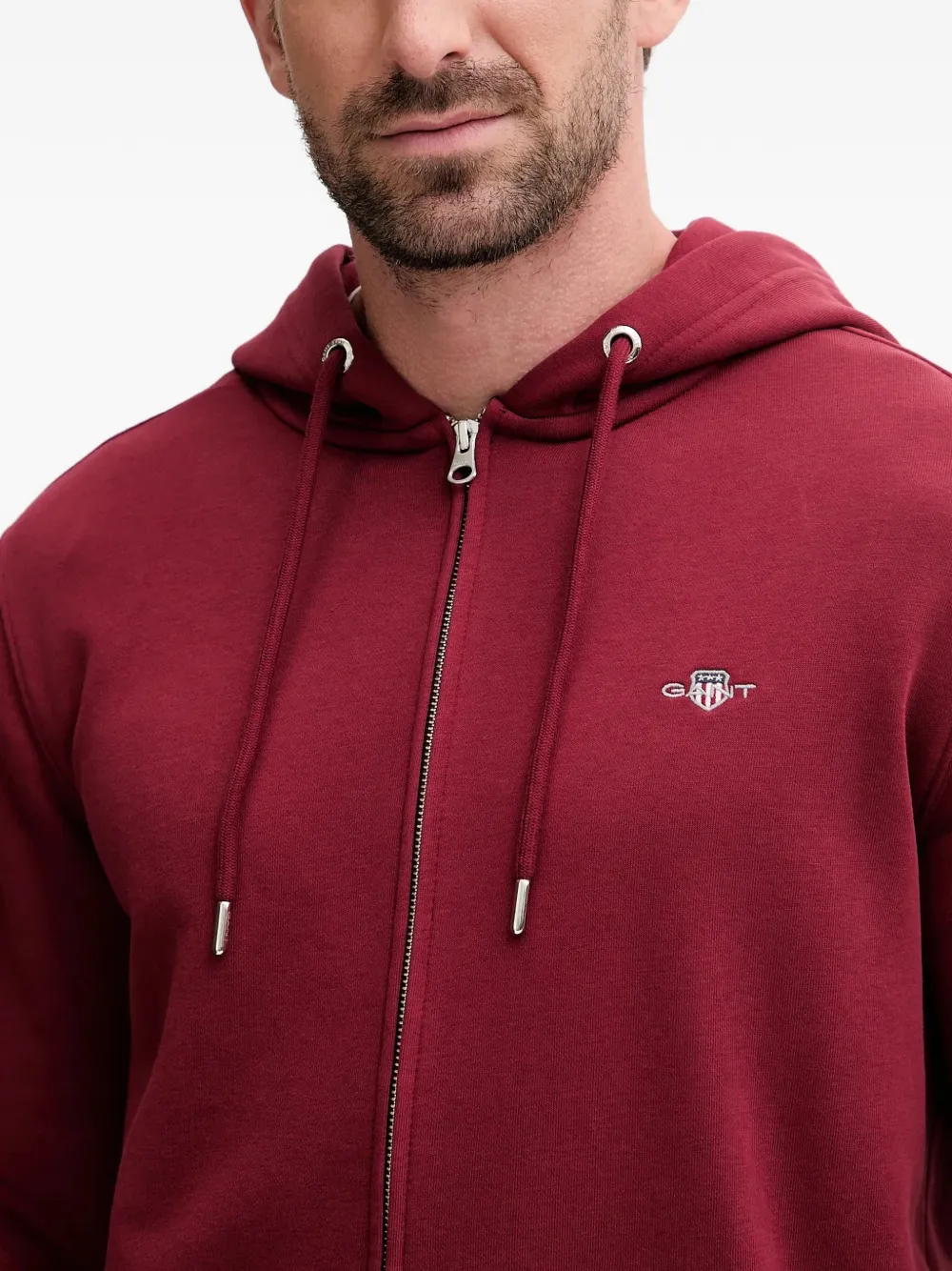 Gant Hoodie met rits Rood
