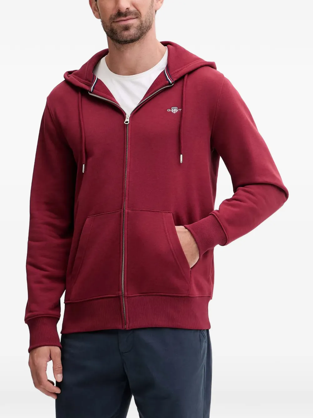 Gant zip hoodie | Red | Image 1