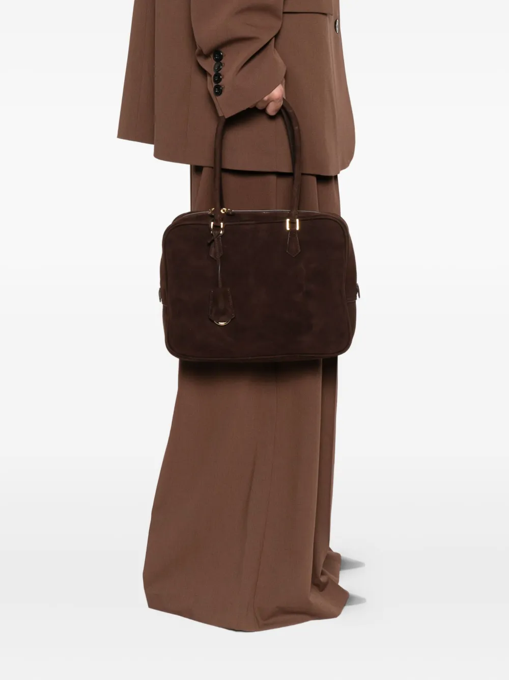 DUNST suede tote bag - Bruin