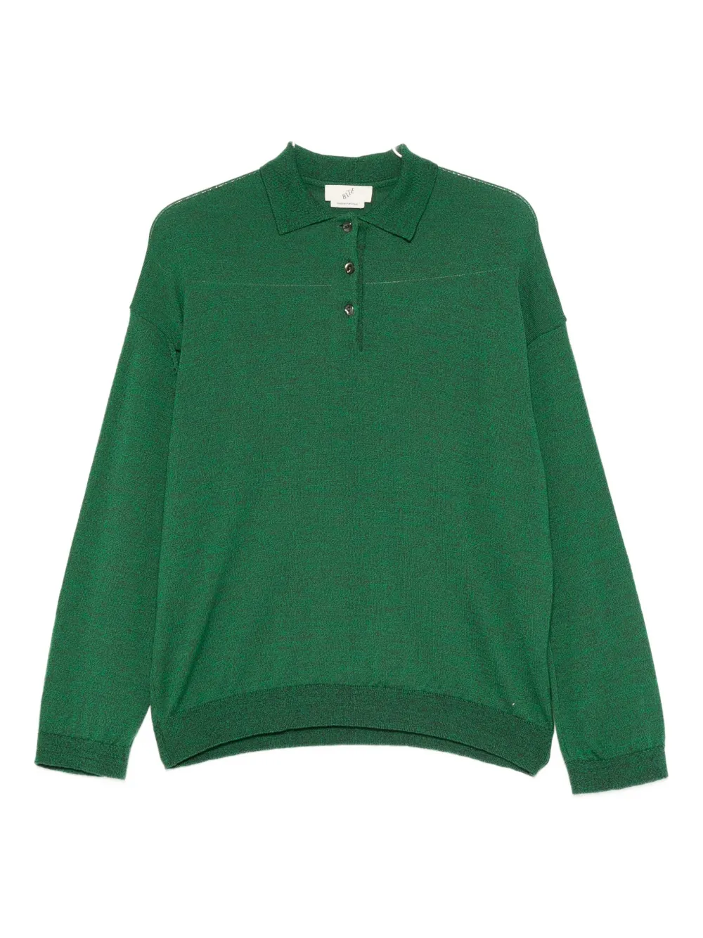 Bite Studios Buttoned Polo Sweater In Green