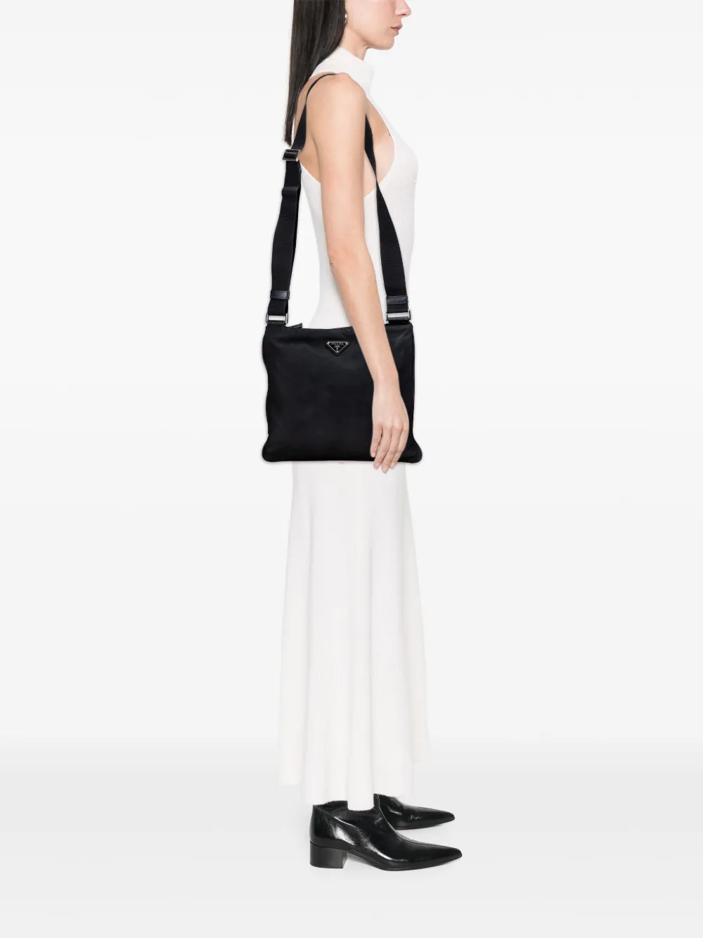 Pre-owned Prada 2013-2025 Tessuto Zip Top Crossbody Bag In Black