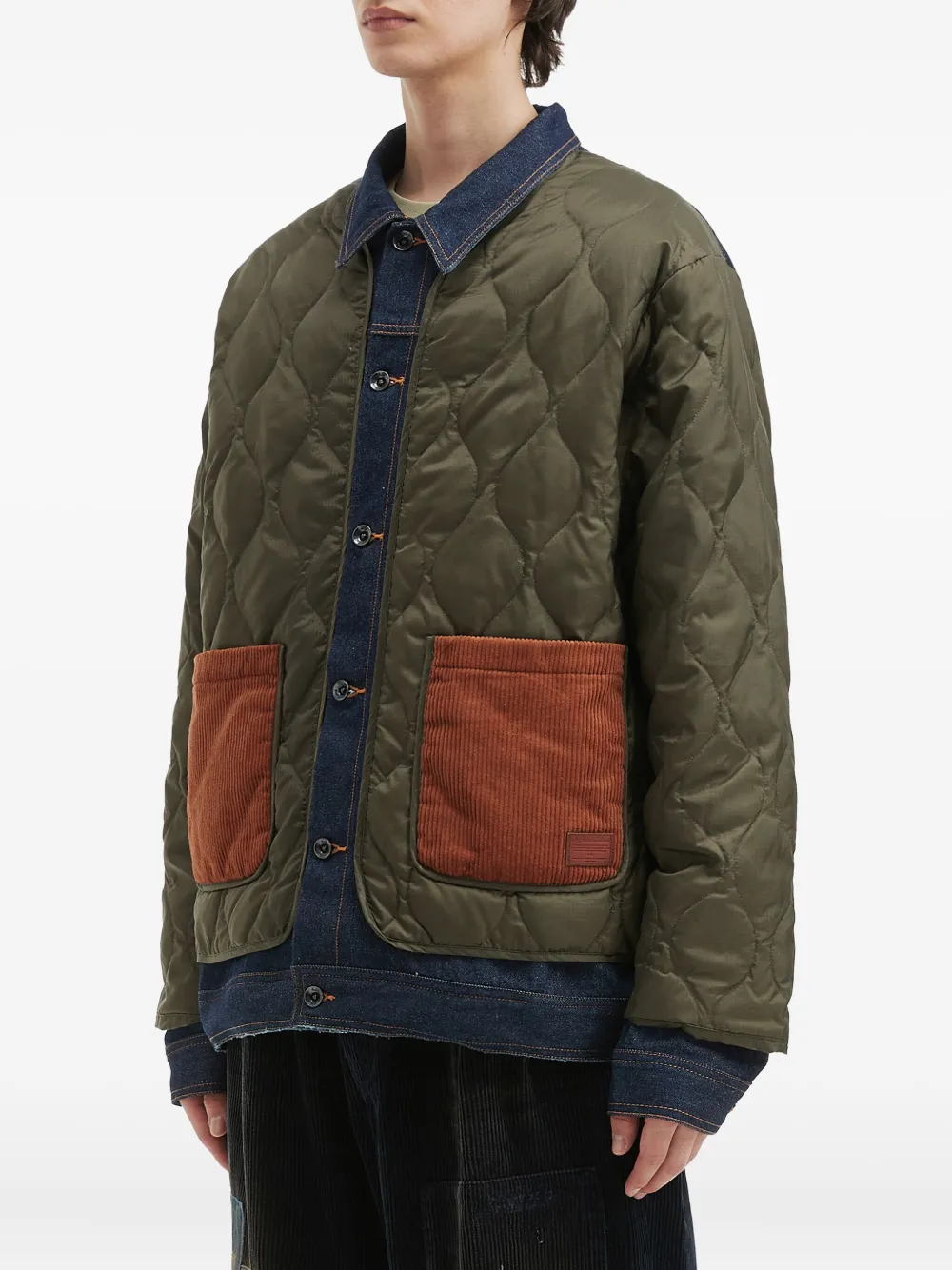 Aftermaths Quilted Panelled Jacket In Green