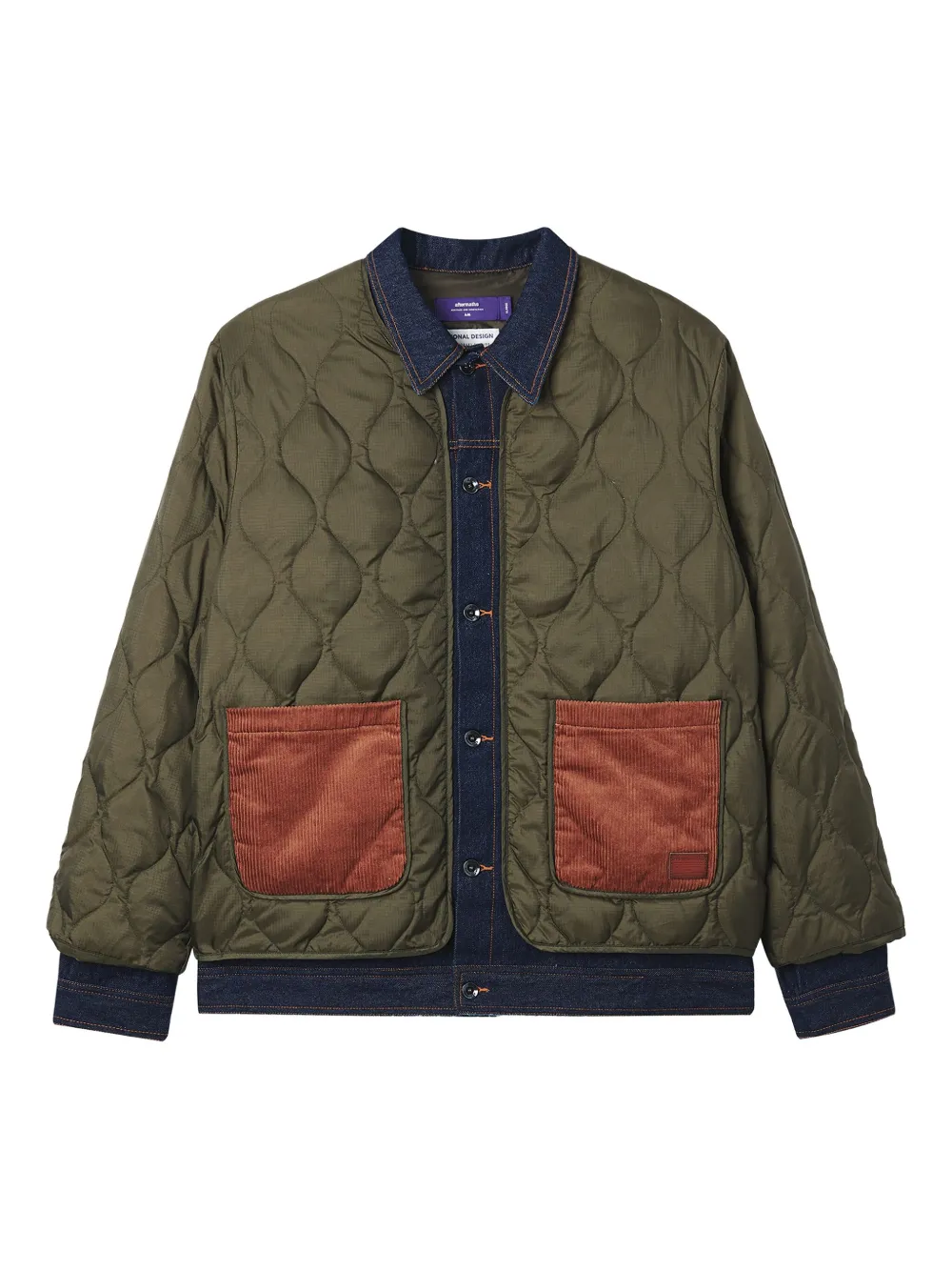 aftermaths quilted panelled jacket | Green | Image 1