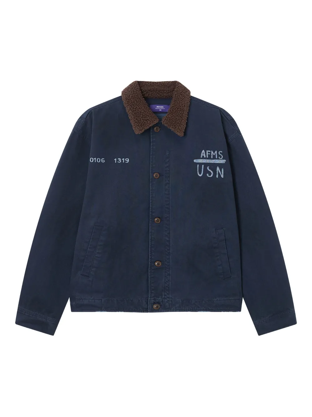 Aftermaths Logo-print Shirt Jacket In Blue