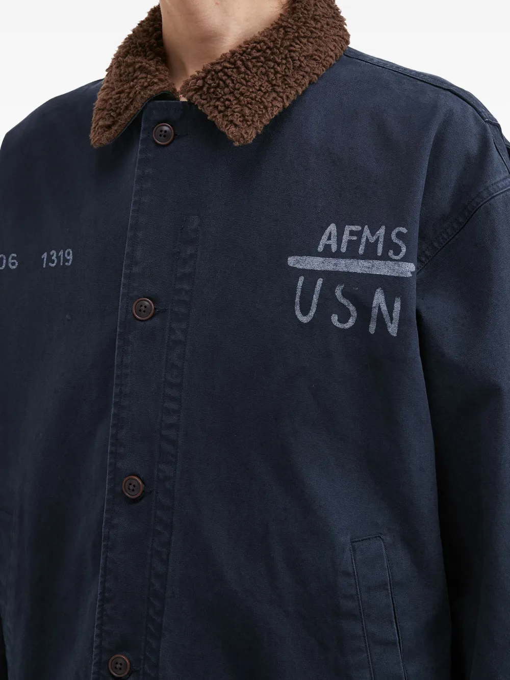 Aftermaths Logo-print Shirt Jacket In Blue