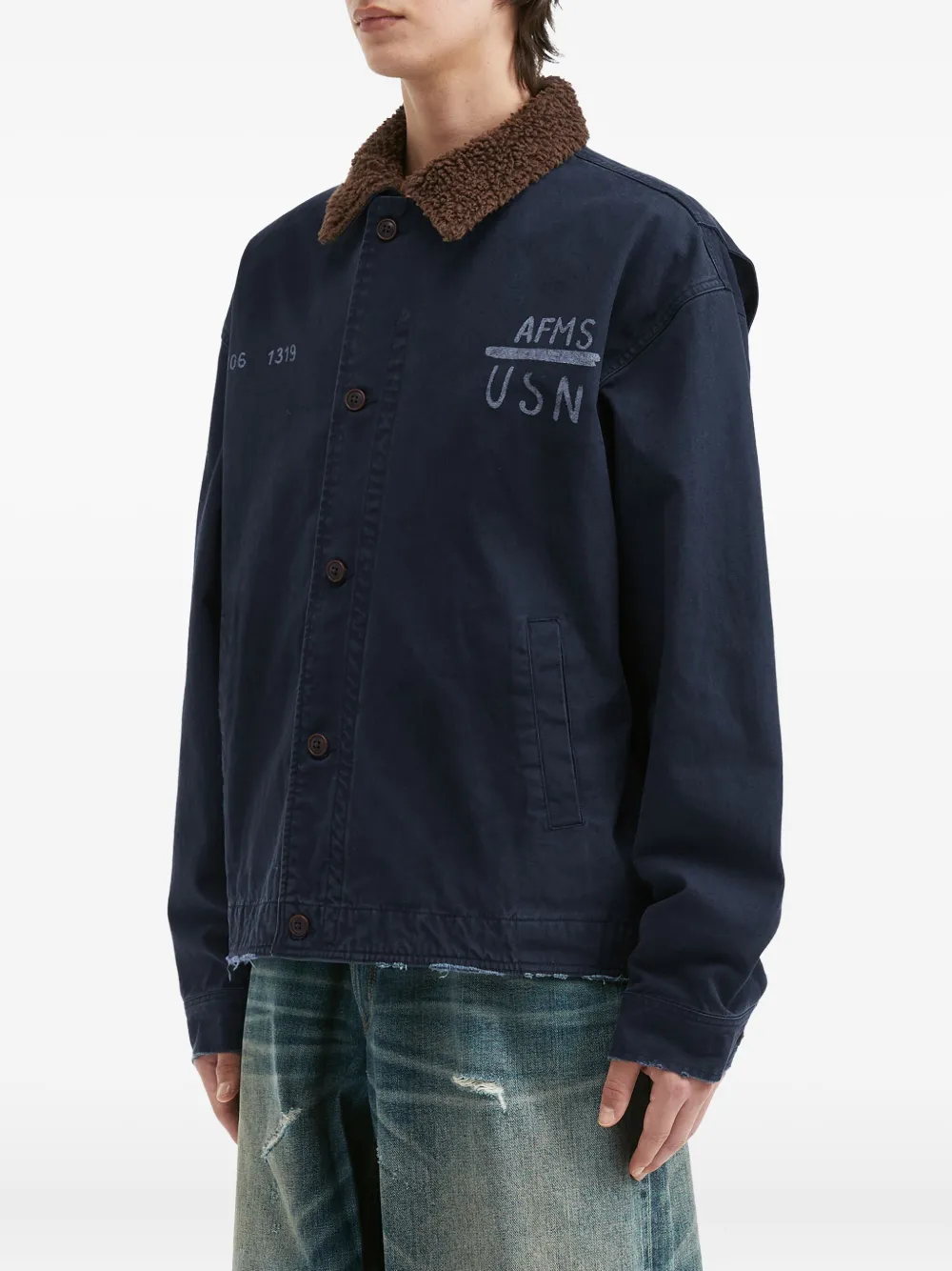 Aftermaths Logo-print Shirt Jacket In Blue