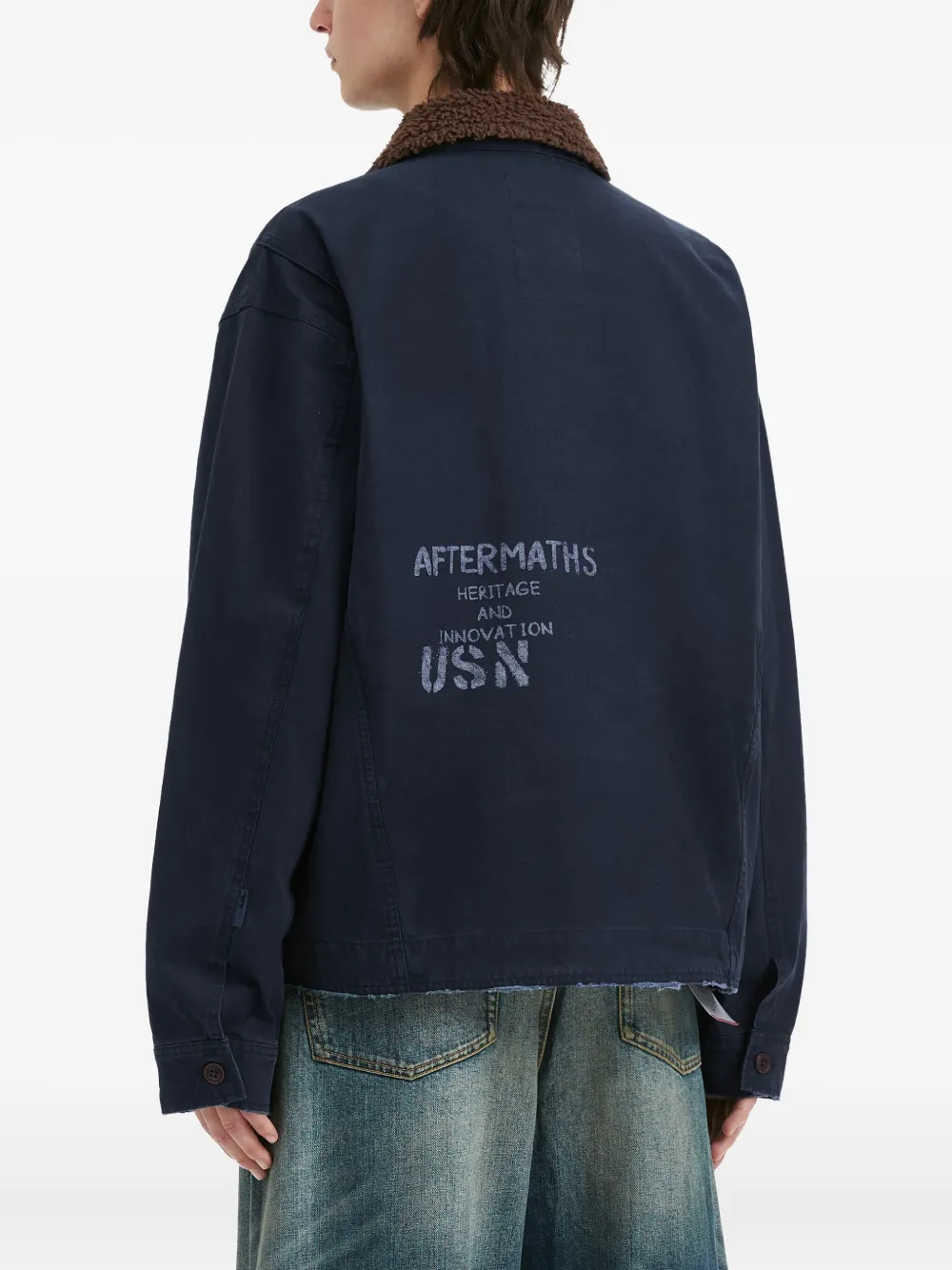 Aftermaths Logo-print Shirt Jacket In Blue