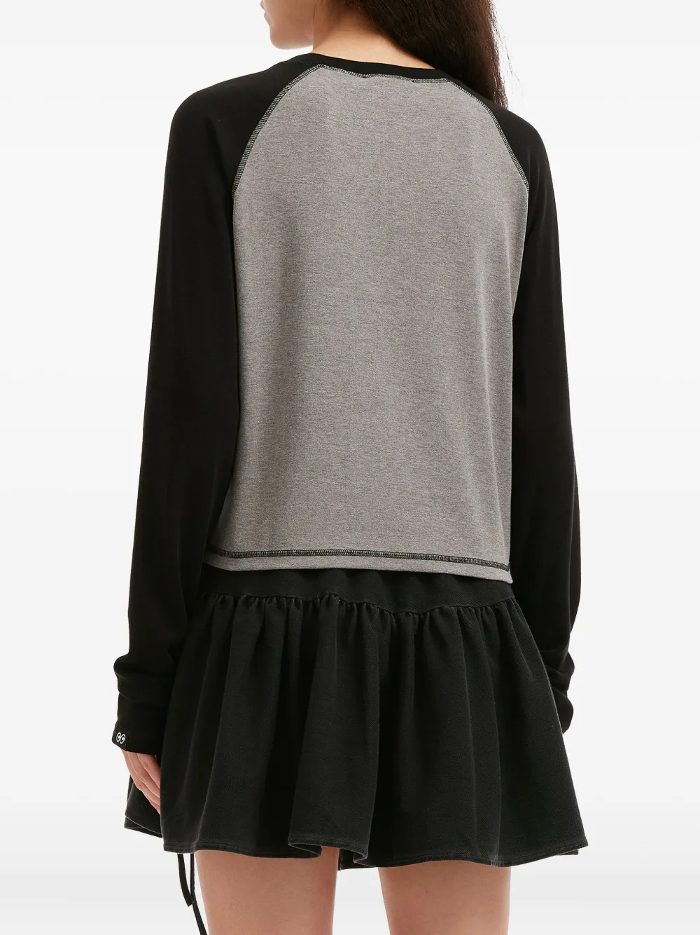 Mini Cream Long-sleeve Cropped Top In Gray