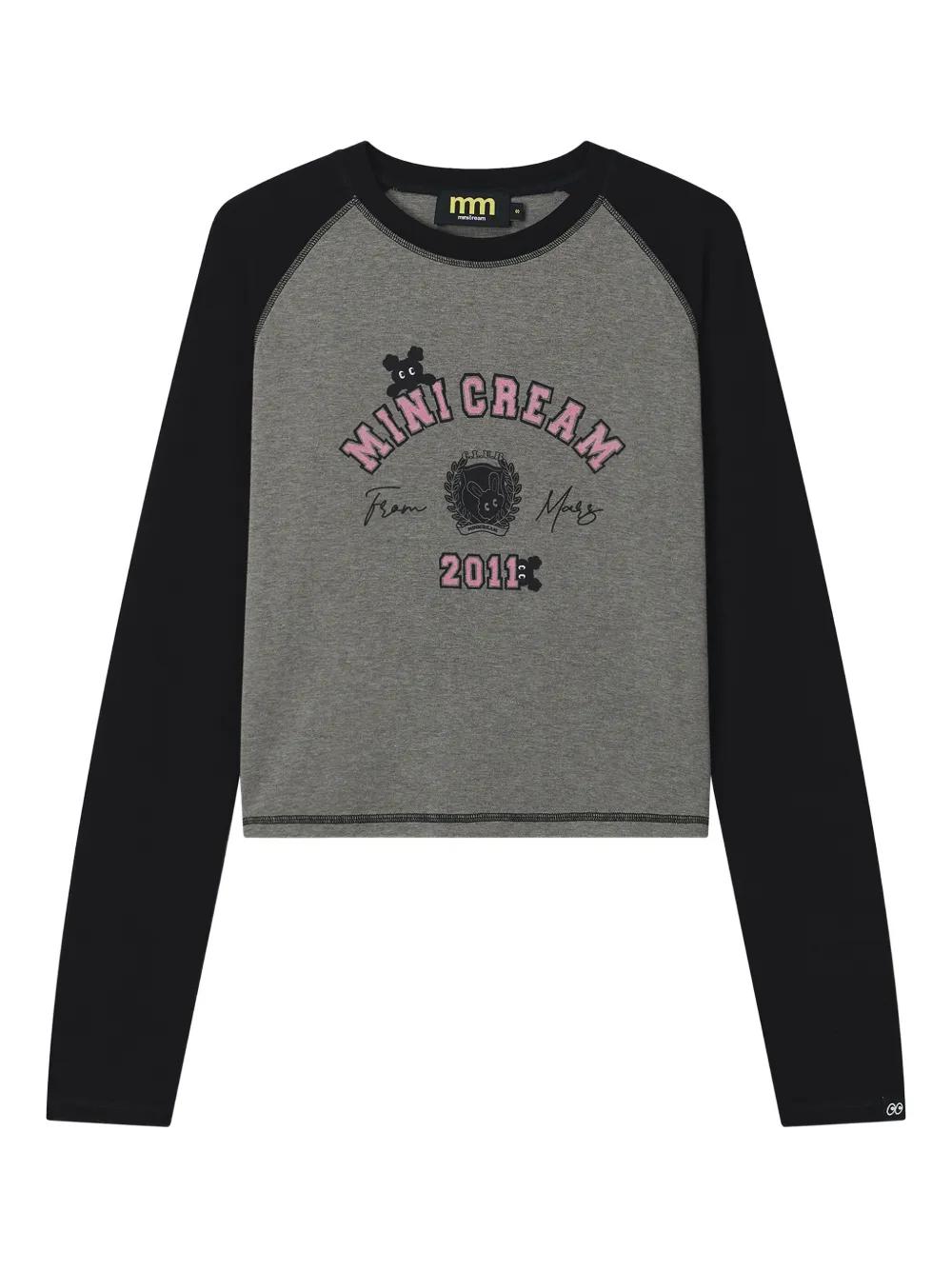 Mini Cream Long-sleeve Cropped Top In Gray