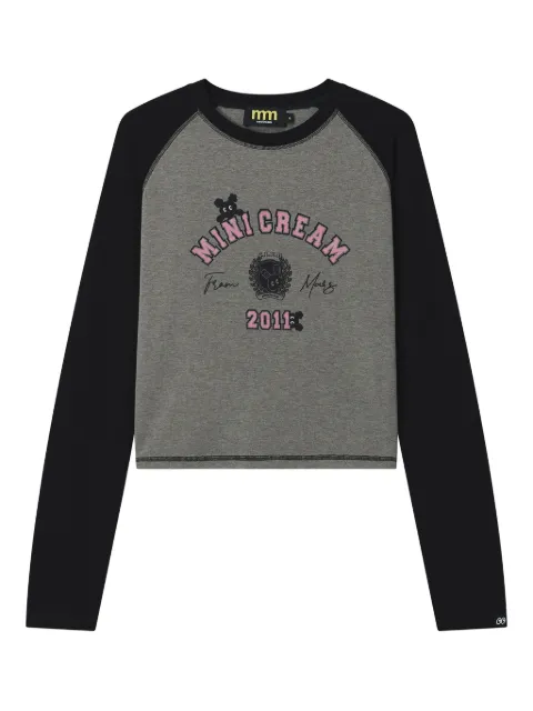 Mini Cream long-sleeve cropped top