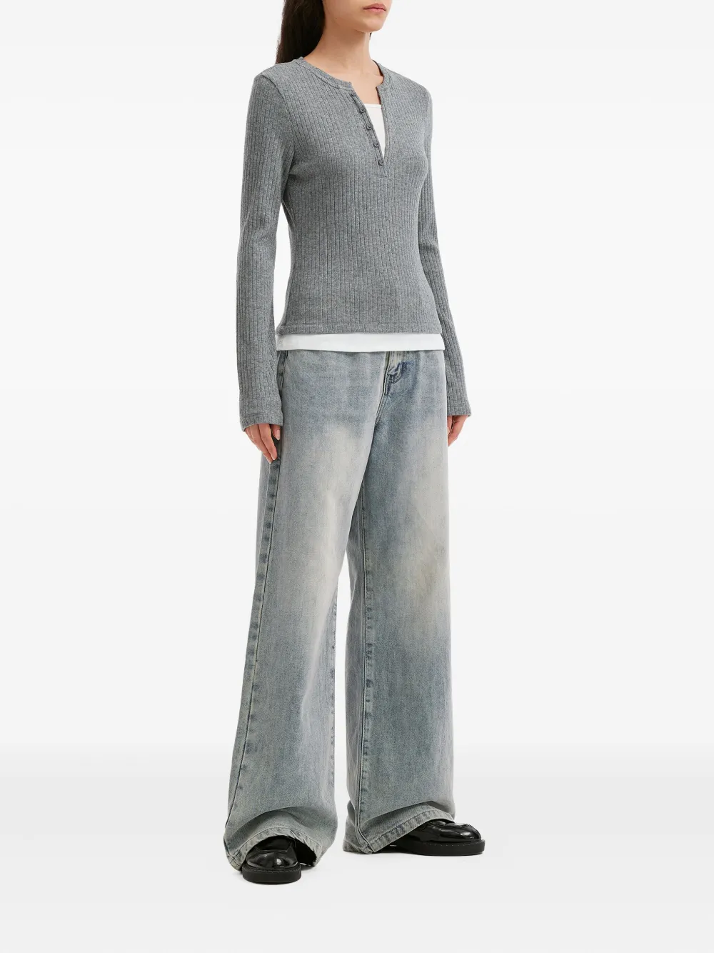 b+ab button ribbed top | T-shirts & Jerseys | Image 2