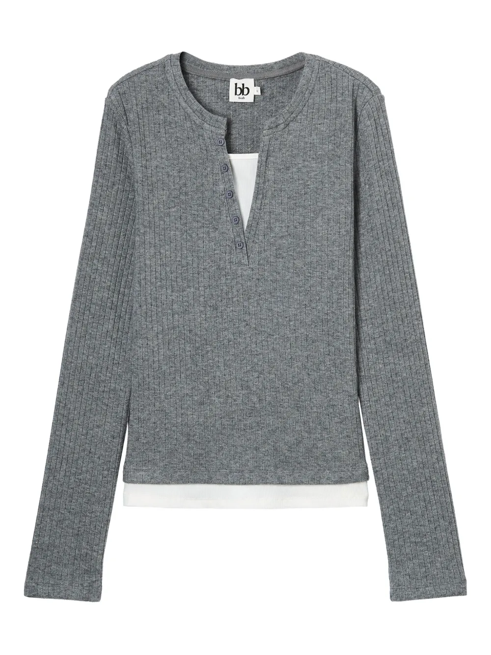 b+ab button ribbed top | Grey | Image 1