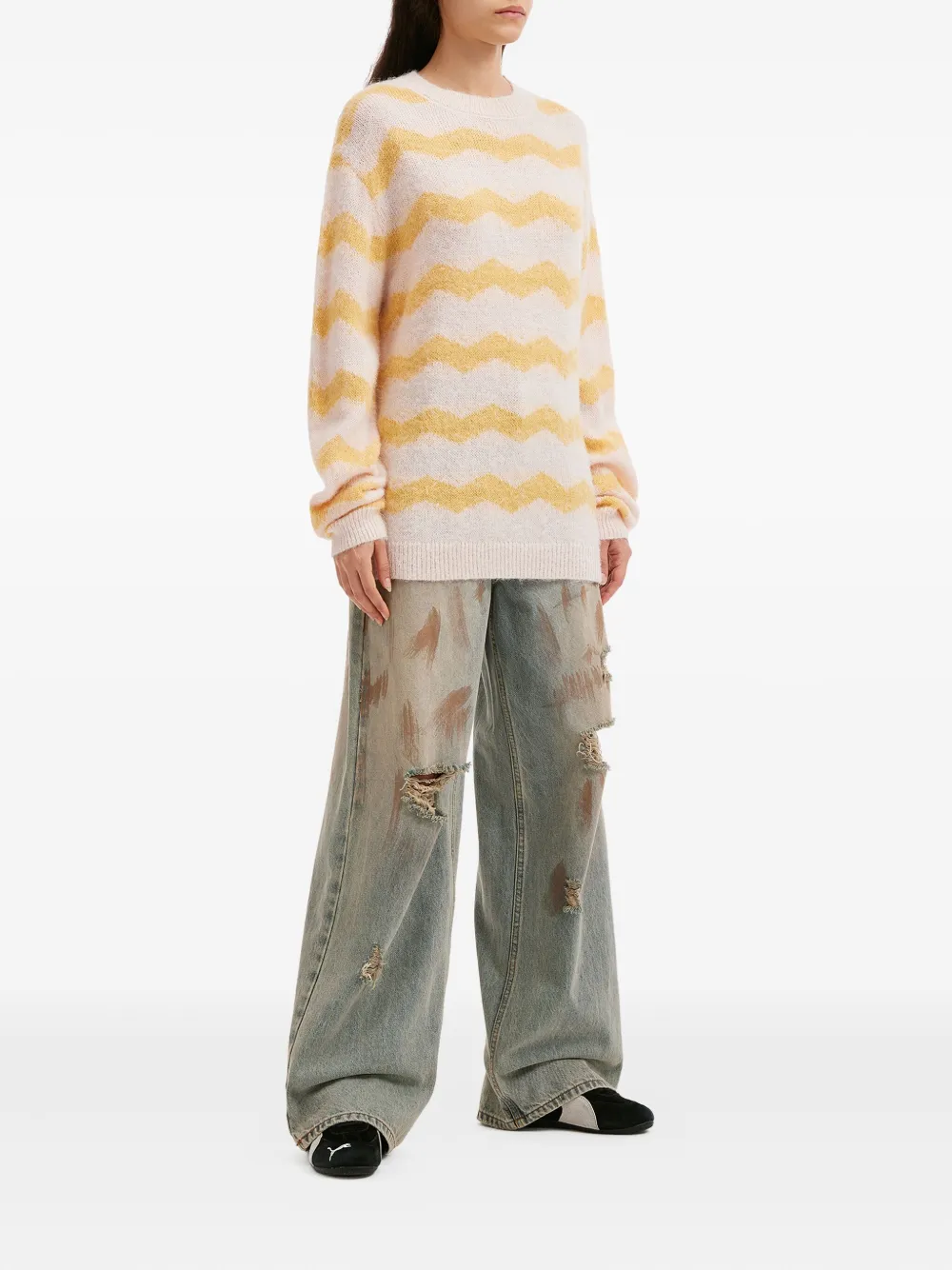 Tout A Coup Zig-zag Sweater In Yellow
