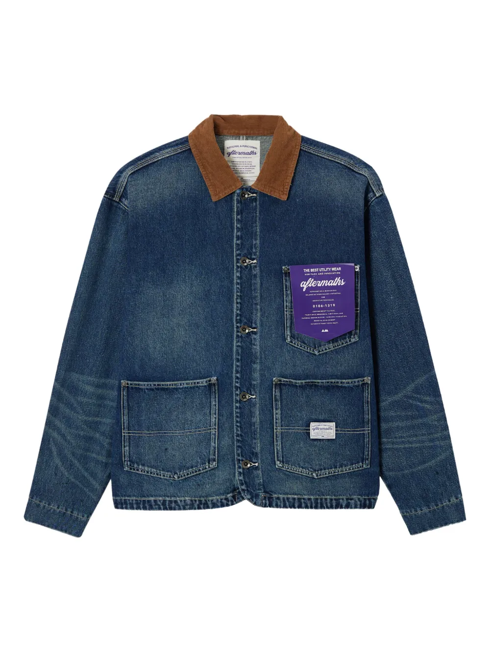 aftermaths corduroy-collar denim jacket | Blue | Image 1