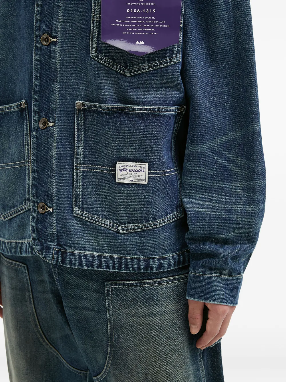 Aftermaths Corduroy-collar Denim Jacket In Blue