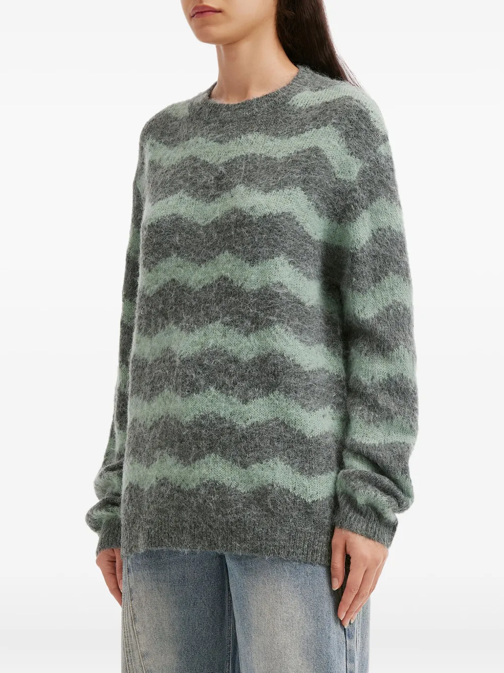 tout a coup Gebreide trui met zigzag-patroon Grijs