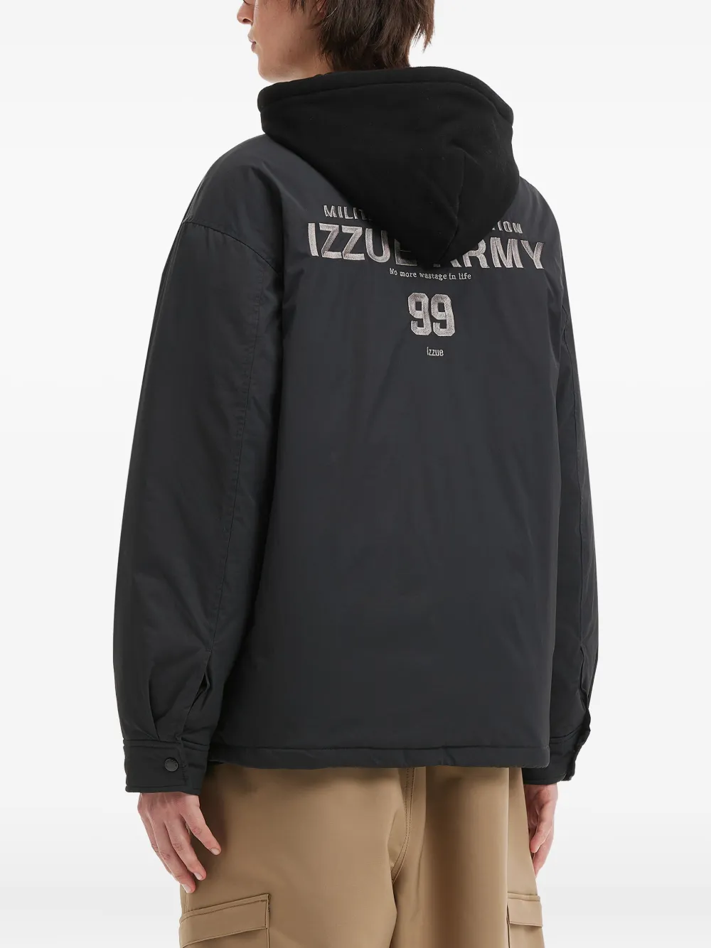 Izzue Hooded Buttoned Jacket In Black