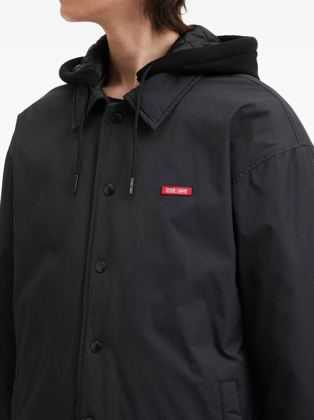 Izzue Hooded Buttoned Jacket In Black