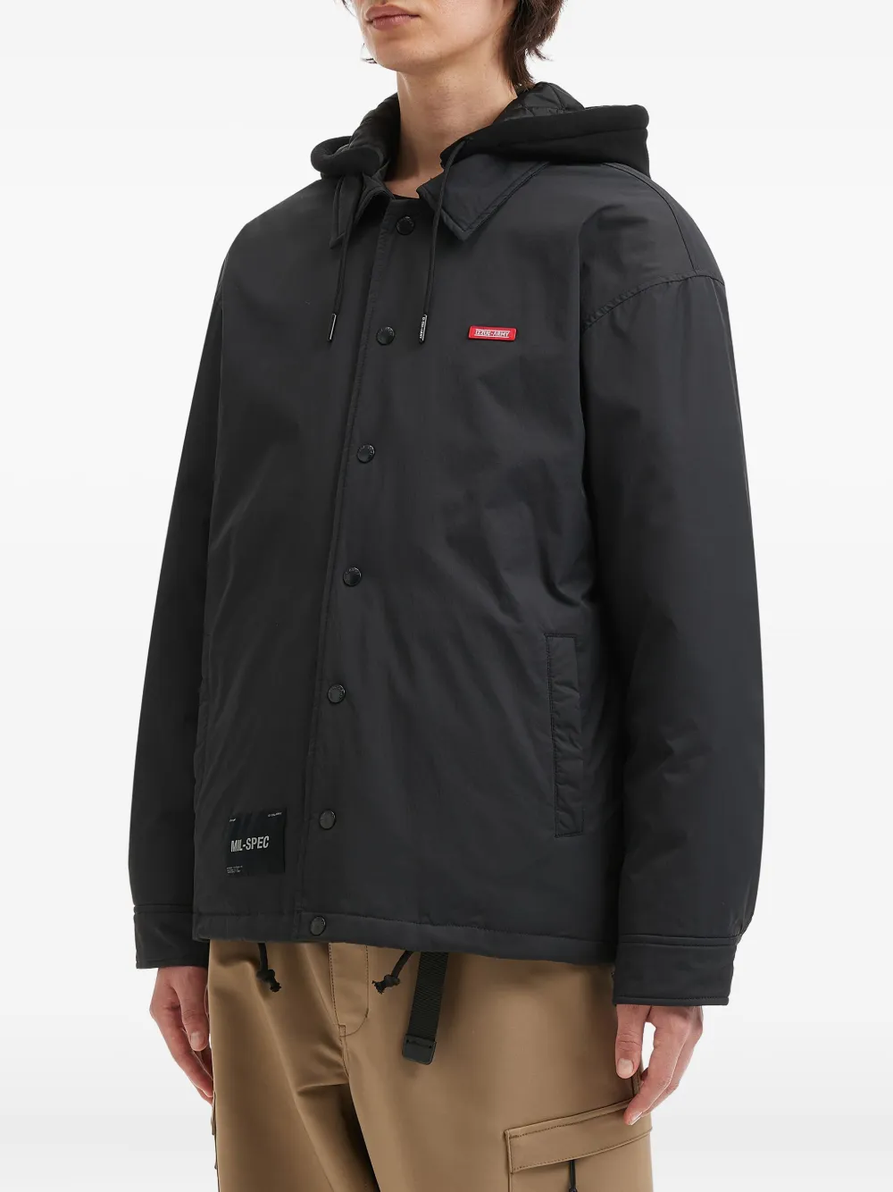 Izzue Hooded Buttoned Jacket In Black