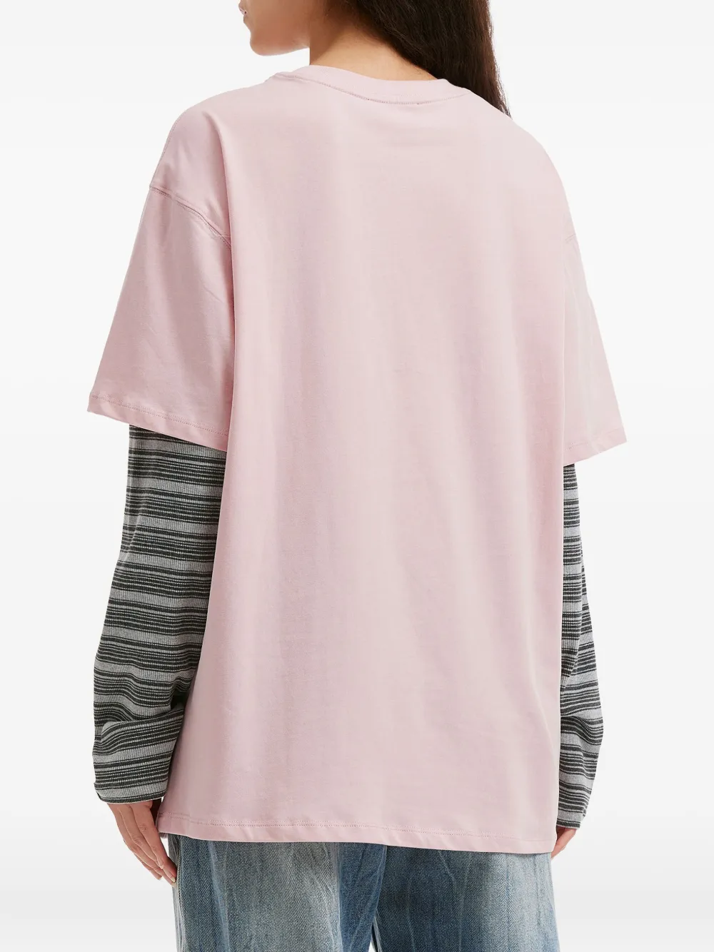 Mini Cream Graphic Crew-neck Top In Pink