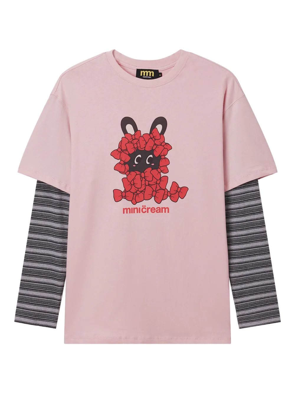 Mini Cream top con estampado gráfico y cuello redondo | rosado | Image 1