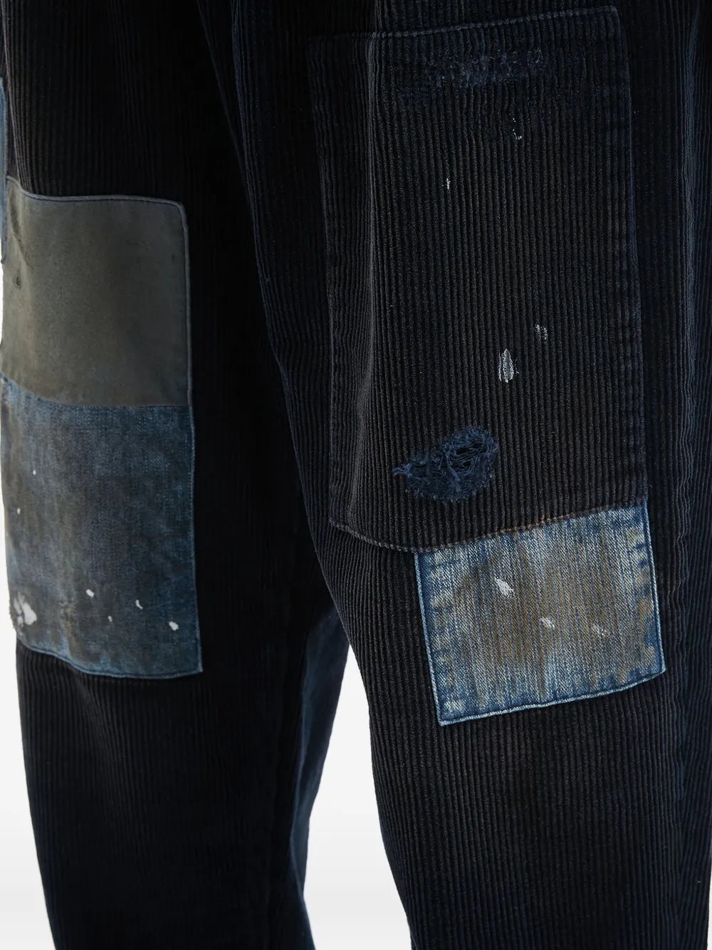 Aftermaths Patchwork Wide-leg Trousers In Blue