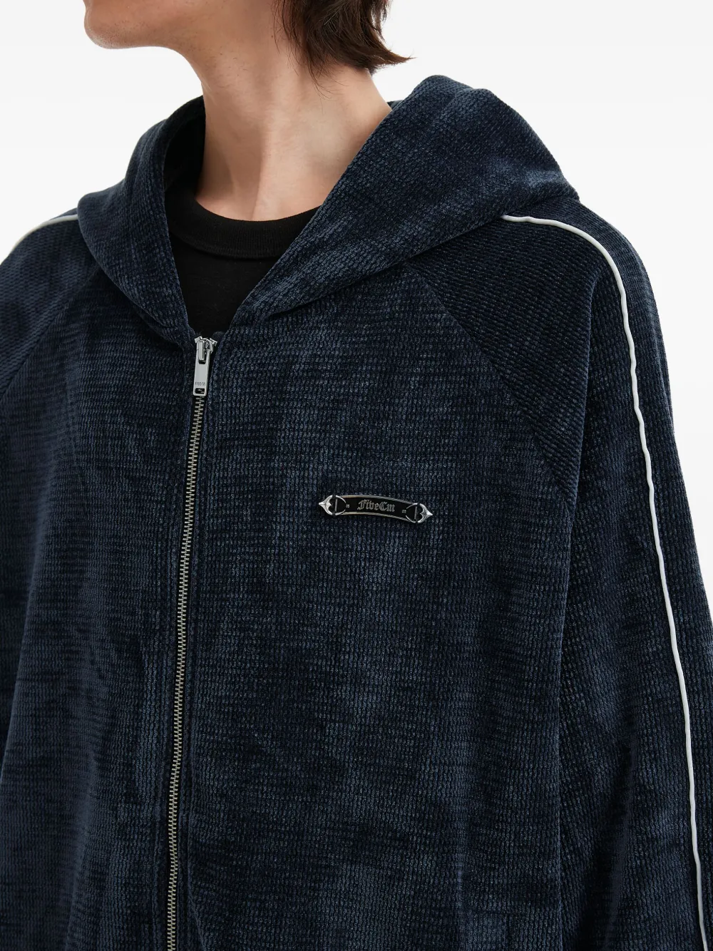 FIVE CM Hoodie met rits en streep Blauw