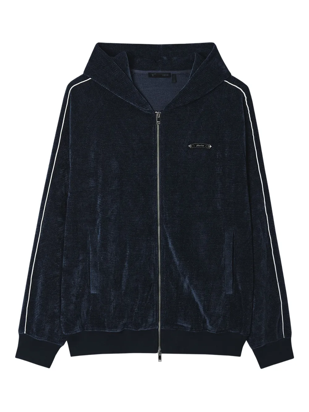 FIVE CM stripe-detail zip-up hoodie | Blue | Image 1