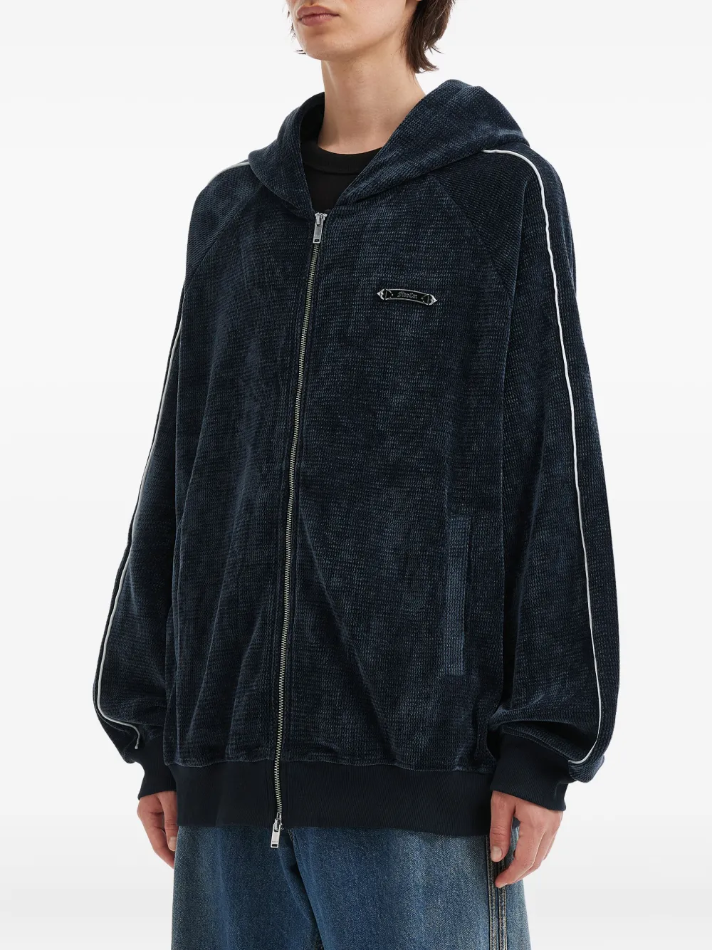 FIVE CM Hoodie met rits en streep Blauw