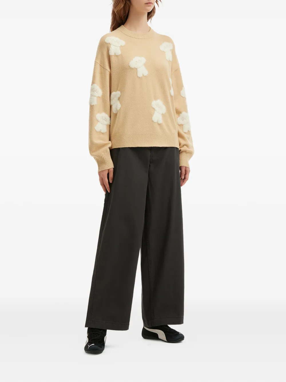 Chocoolate Appliqué Crew-neck Knitwear In Neutral