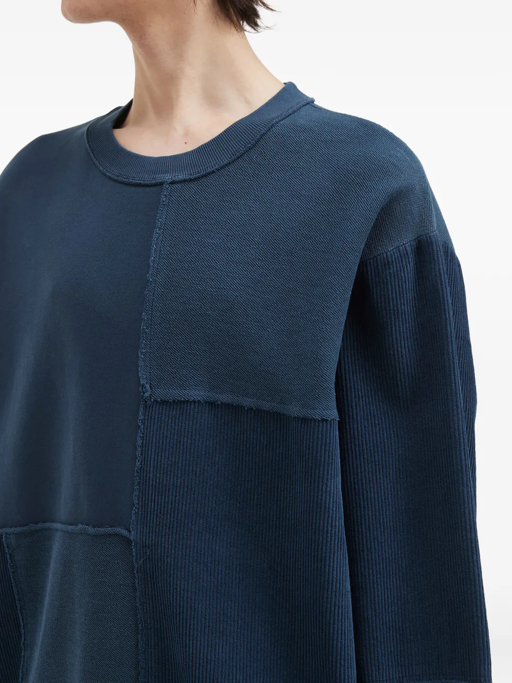 Aftermaths Patchwork Crew-neck Sweatshirt In Blue